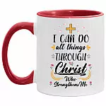 I Can Do All mugs, White/Red, 11 oz. Accent Mug