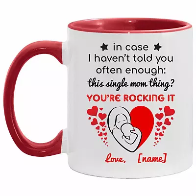 Personalized Mother's Day Accent Mug, White/Red, 11 oz. Accent Mug