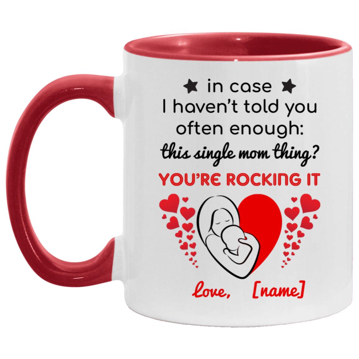 Personalized Mother's Day Accent Mug, White/Red, 11 oz. Accent Mug
