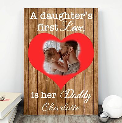 Alternative view of Custom Photo Father's Day Framed Canvas - A Daughter's First Love Is Her Daddy Unframed Poster