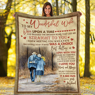 Alternative view of To My Wonderful Wife Once Upon A Time God Blessed The Broken Road Fleece Blanket - Premium Mink Sherpa Blanket