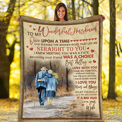 Alternative view of To My Wonderful Husband Once Upon A Time God Blessed The Broken Road Fleece Blanket - Mink Sherpa Blanket