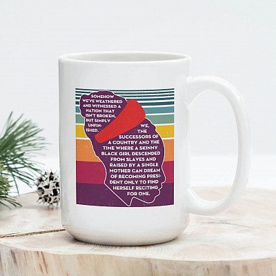 Alternative view of Amanda Gorman Poet The Hill We Climb Somehow We're Weathered Inauguration Poem Coffee Mug