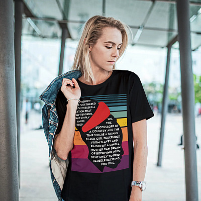 Alternative view of Amanda Gorman Poet The Hill We Climb Somehow We're Weathered Inauguration Poem T-shirt - V-neck