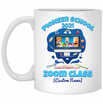 Personalized Pioneer School 2021 Zoom Class Ceramic Coffee Mug - Beer Stein - Water Bottle - Color Changing Mug, White, 11 oz. White Mug