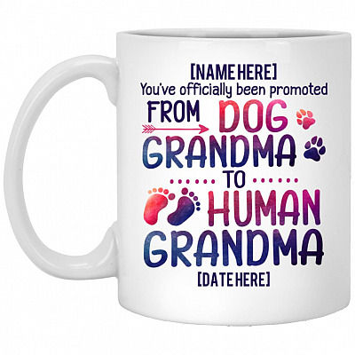 Customized Promoted From Dog Mug, White, 11 oz. White Mug