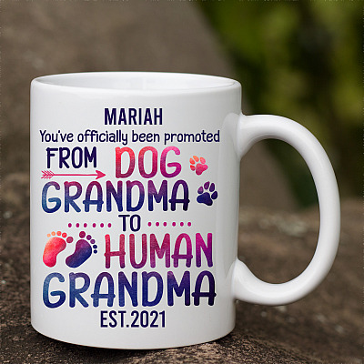 Alternative view of Customized Promoted From Dog Grandma To Human Grandma Mug - Beer Stein - Water Bottle - Color Changing Mug