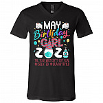 May Birthday Girl 2021, Black, V-Neck T-Shirt