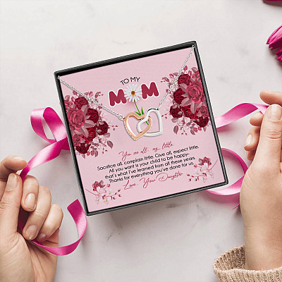 Alternative view of To My Mom You See All Say Little Sacrifice All Mothers Day Joined Interlocking Hearts Pendant Necklace