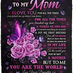 To My Mom Mink Blanket, White, Cozy Plush Fleece Blanket - 50x60