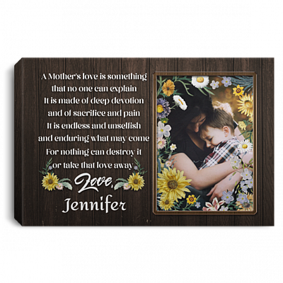 Custom Photo Mother's Day Framed Canvas - Mother's Love Is Something Can't Explain Unframed Poster, White, 0.75'' Framed Canvas