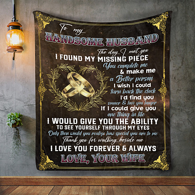 Alternative view of To My Handsome Husband Mink Blanket - The Day I Met You I Found My Missing Piece Woven Blanket