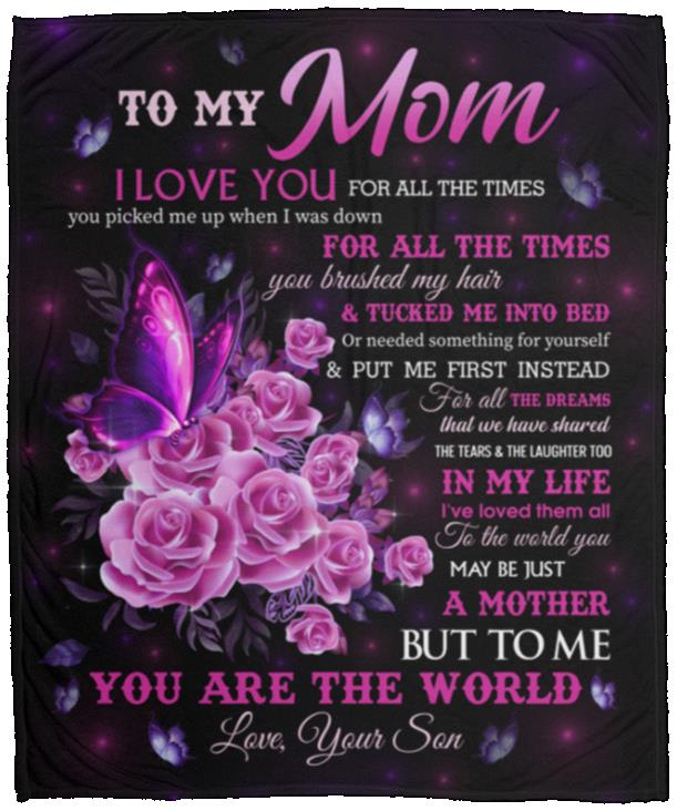 To My Mom Mink Blanket From Son tím, White, Cozy Plush Fleece Blanket - 50x60 To My Mom Mink Blanket From Son tím, White, Cozy Plush Fleece Blanket - 50x60