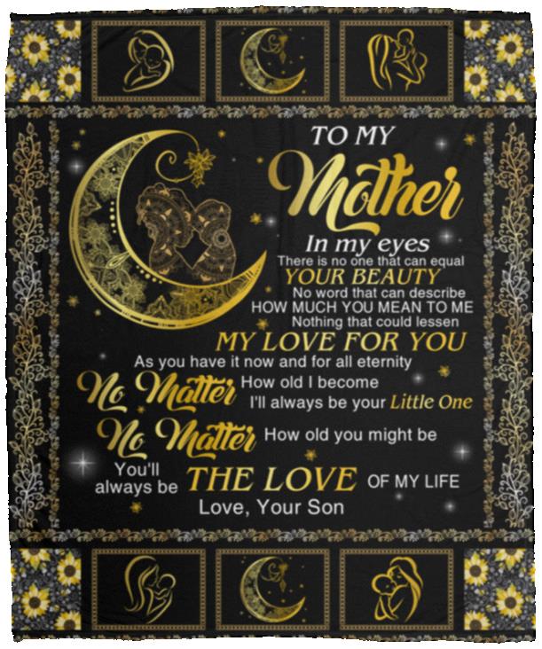To My Mom Mink Blanket From Son vàng, White, Cozy Plush Fleece Blanket - 50x60