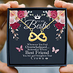 Bestie Whenever You Feel Overwhelmed Remember Whose Straighten Your Crown Infinity Heart Pendant Necklace