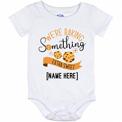 Personalized We Are Expecting a Baby, White, Baby Onesie - 12 Month