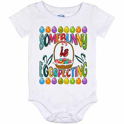 Somebunny Is Eggspecting, White, Baby Onesie - 12 Month