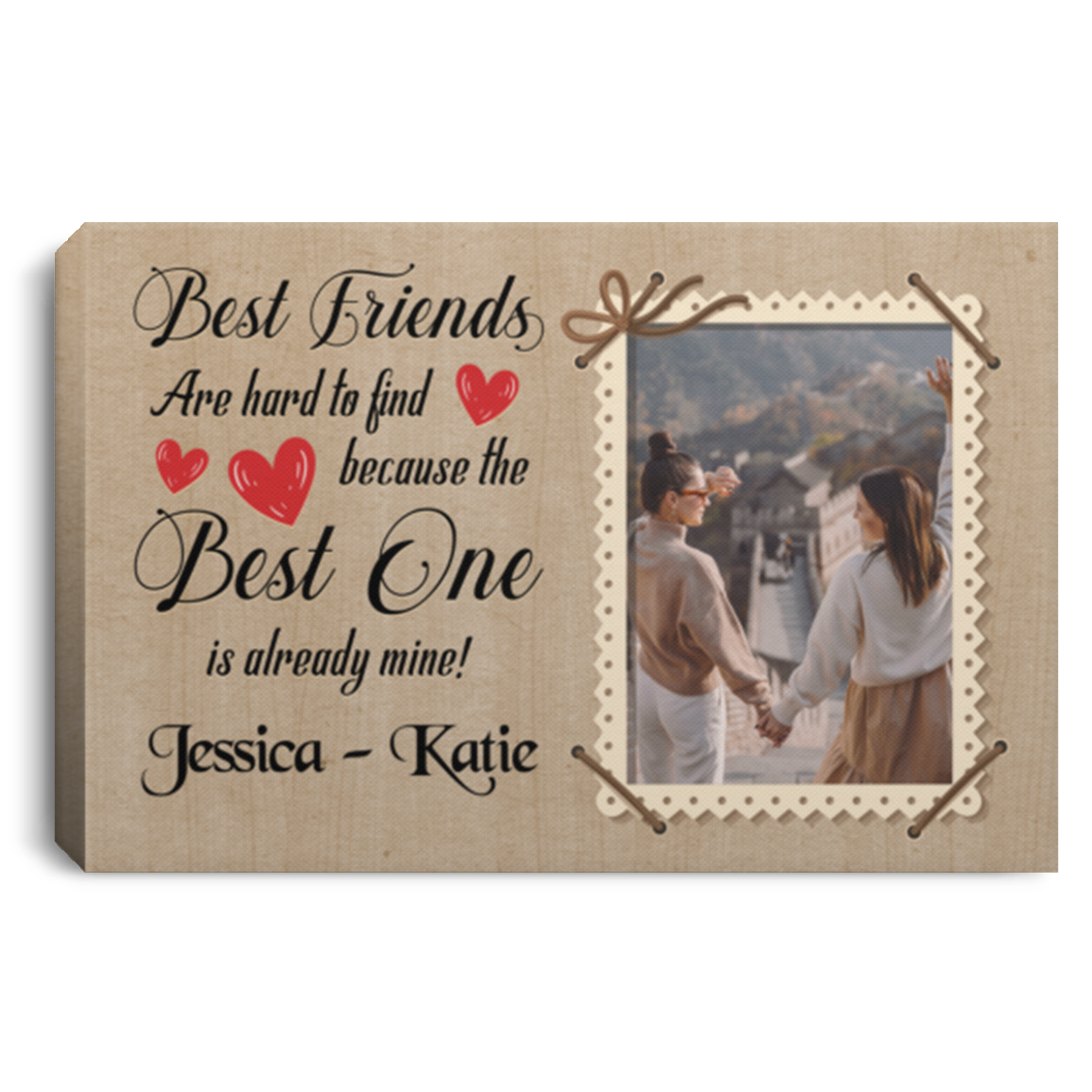 Custom Photo Best Friends Are Hard to Find Framed Canvas Prints - Unframed Poster - Home Decor Wall Art, White, 0.75'' Framed Canvas