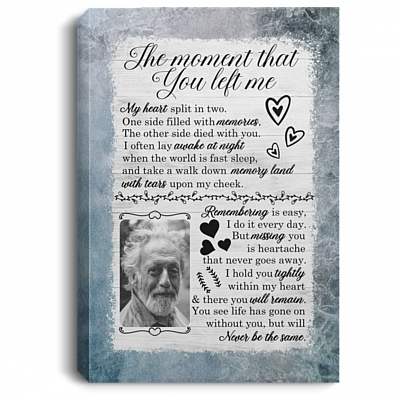 Custom Photo the Moment That You Left Me Framed Canvas - Unframed Poster - Home Decor Wall Art, White, 0.75'' Framed Canvas