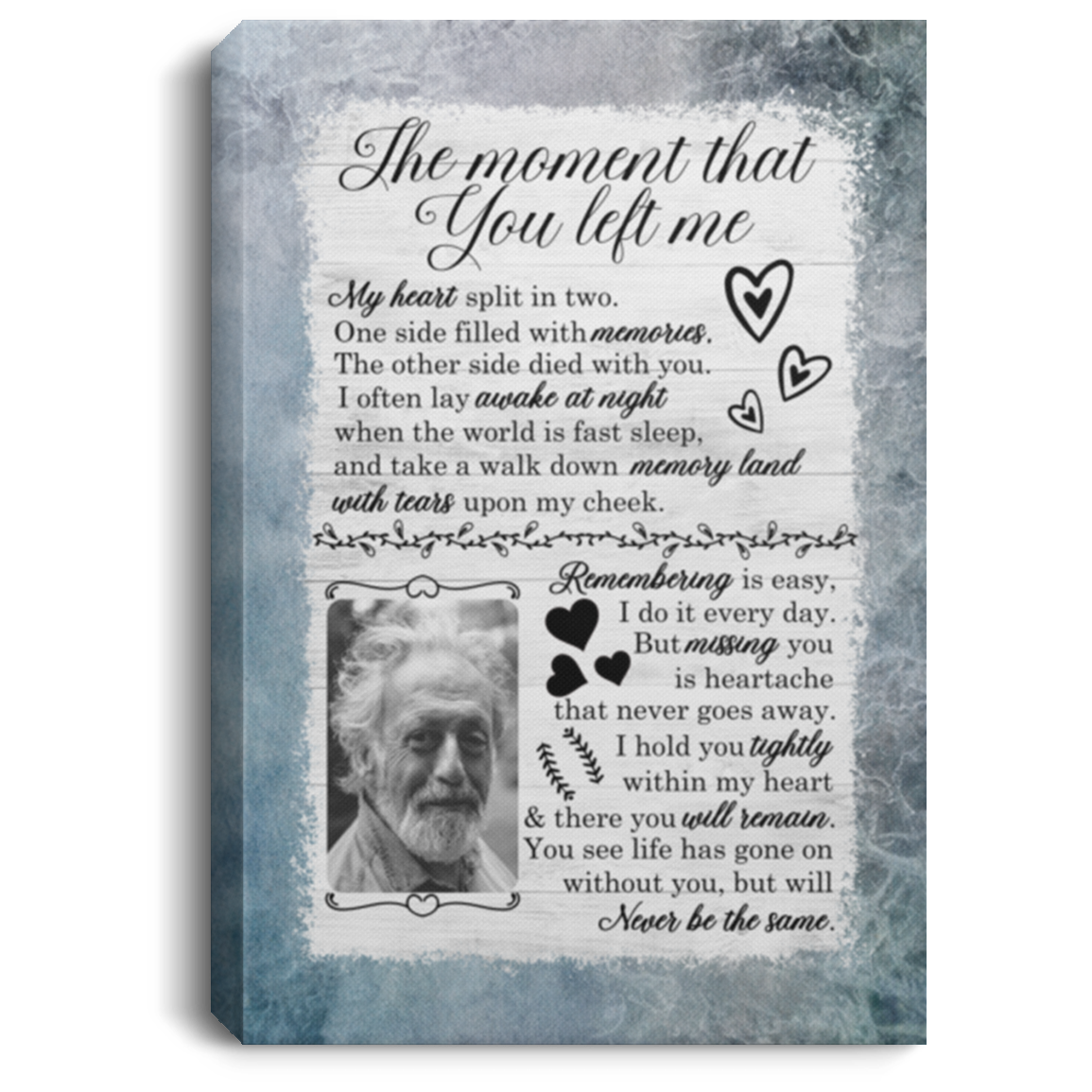 Custom Photo the Moment That You Left Me Framed Canvas - Unframed Poster - Home Decor Wall Art, White, 0.75'' Framed Canvas