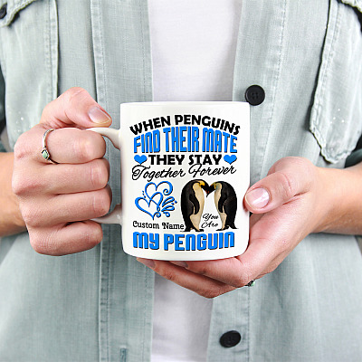 Alternative view of Personalized You Are My Penguin Stay Together Forever Couple Gift Coffee Mug - Beer Stein - Water Bottle