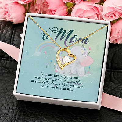 From Daughter to Mom You're the Only Person Who Carries Me for 9 Months in Belly Forever Love Pendant Necklace