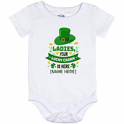 Personalized St Patrick's Day Bodysuit, White, Baby Onesie - 12 Month