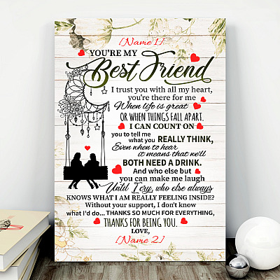 Alternative view of Personalized You Are My Best Friend Wrapped Framed Canvas Prints - Unframed Poster - Home Decor Wall Art