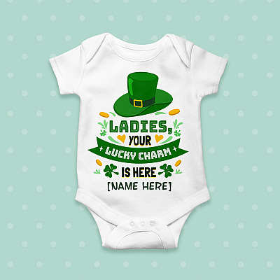 Alternative view of Personalized St Patrick's Day 2021 Irish Lucky Charm Baby Onesie - Toddler Baby Infant Bodysuit