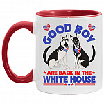 White House Accent Mug, White/Red, 11 oz. Accent Mug