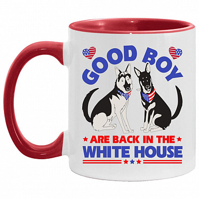 White House Accent Mug, White/Red, 11 oz. Accent Mug