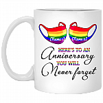 Personalized LGBT Here's To An Anniversary You Will Never Forget Ceramic Coffee Mug - Beer Stein - Water Bottle, White, 11 oz. White Mug