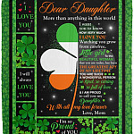 St Patrick Dear Daughter blanket, White, Cozy Plush Fleece Blanket - 50x60