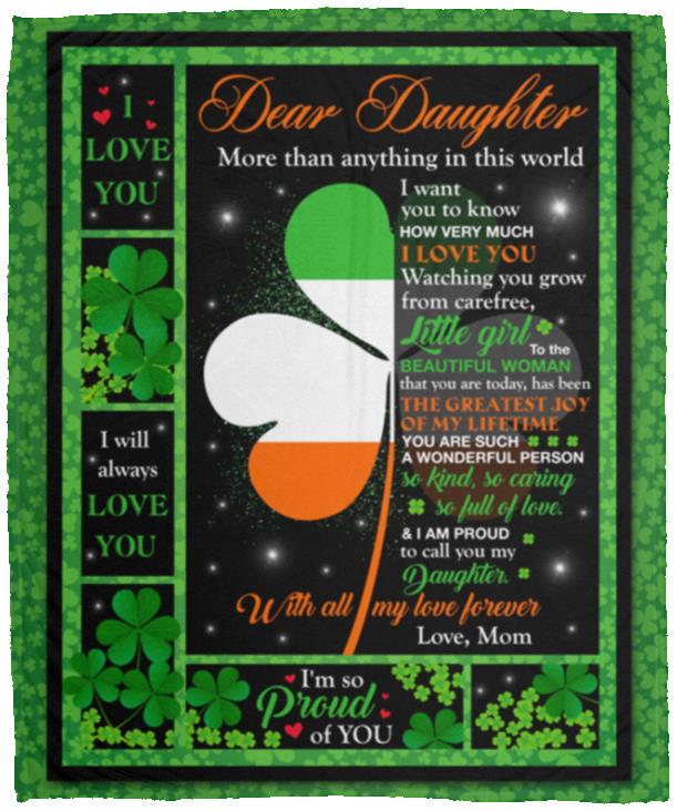 St Patrick Dear Daughter blanket, White, Cozy Plush Fleece Blanket - 50x60