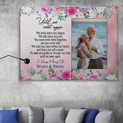 Alternative view of Custom Photo Until We Meet We Think About You Memorial Always Framed Canvas - Unframed Poster