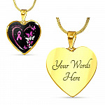 I'm A Survivor Breast Cancer Awareness Pink Ribbon Butterflies Luxury Heart Pendant Necklace - Heart Luxury Necklace (Gold Plated)