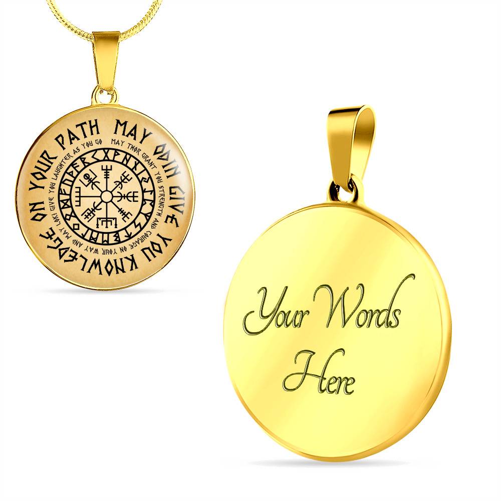 Nordic Vikings May Odin Give You Knowledge On Your Path Circle Pendant Necklace - Norse Mens Necklace Jewelry - Circle Luxury Necklace (Gold Plated) Nordic Vikings May Odin Give You Knowledge On Your Path Circle Pendant Necklace - Norse Mens Necklace Jewelry - Circle Luxury Necklace (Gold Plated)
