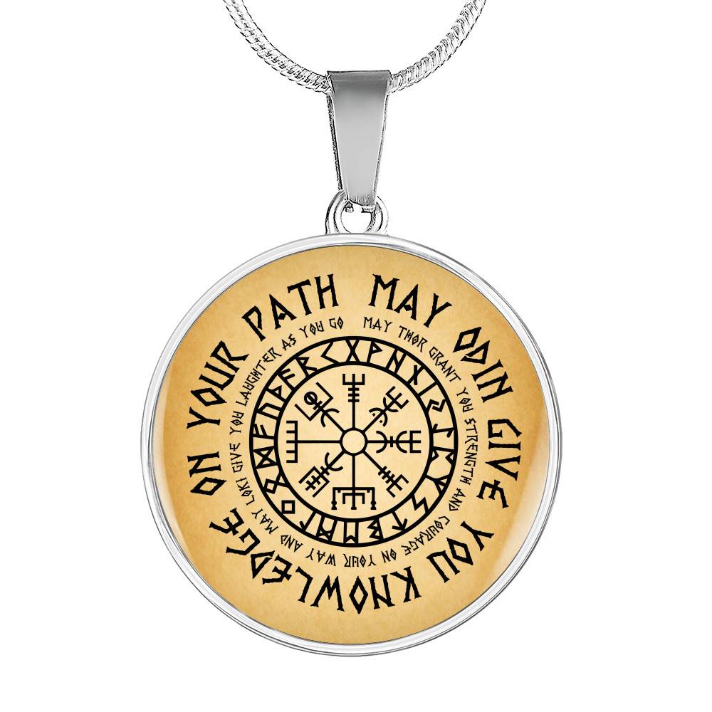 Nordic Vikings May Odin Give You Knowledge On Your Path Circle Pendant Necklace - Norse Mens Necklace Jewelry - Circle Luxury Necklace (Silver) Nordic Vikings May Odin Give You Knowledge On Your Path Circle Pendant Necklace - Norse Mens Necklace Jewelry - Circle Luxury Necklace (Silver)