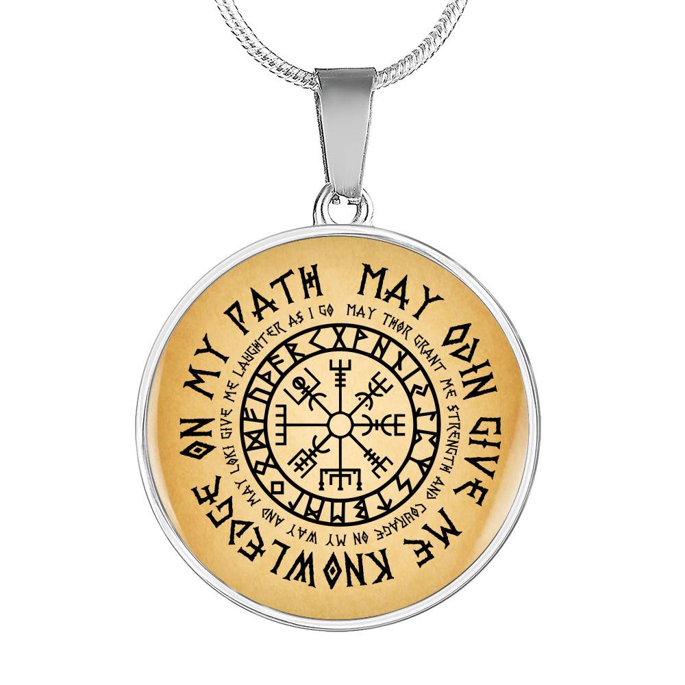 Nordic Vikings May Odin Give Me Knowledge On My Path Circle Pendant Necklace - Norse Mens Necklace Jewelry - Circle Luxury Necklace (Silver) Nordic Vikings May Odin Give Me Knowledge On My Path Circle Pendant Necklace - Norse Mens Necklace Jewelry - Circle Luxury Necklace (Silver)