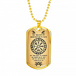 Nordic Vikings May Odin Give Me Knowledge On My Path Dog Tag Pendant Necklace - Norse Mens Necklace Jewelry - Dog Tag (Gold Plated)