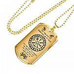 Nordic Vikings May Odin Give Me Knowledge On My Path Dog Tag Pendant Necklace - Norse Mens Necklace Jewelry - Dog Tag (Gold Plated)