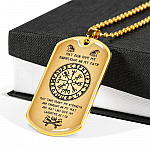 Nordic Vikings May Odin Give Me Knowledge On My Path Dog Tag Pendant Necklace - Norse Mens Necklace Jewelry - Dog Tag (Gold Plated)