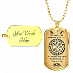 Nordic Vikings May Odin Give Me Knowledge On My Path Dog Tag Pendant Necklace - Norse Mens Necklace Jewelry - Dog Tag (Gold Plated)