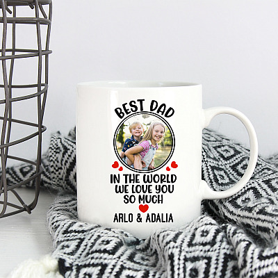 Alternative view of Personalized Custom Photo Best Dad In The World Coffee Mug - Personalized Gift For Daddy - Father's Day Gift