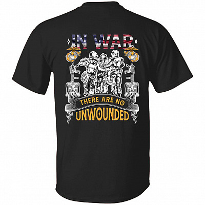 Print On Back In War There Are No Unwounded T-shirt - Veteran USA Shirts, Black, Unisex T-Shirt