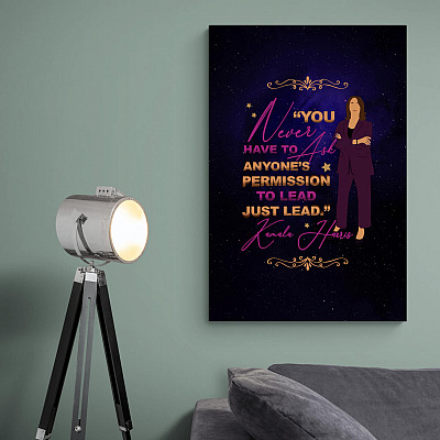 Alternative view of Kamala Harris You Never Have to Ask Anyone's Permission to Lead Wrapped Framed Canvas Print - Unframed Poster
