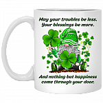 Irish Gnome Blessing Ceramic Coffee Mug-Beer Stein-Water Bottle-Color Changing Mug-Lucky Patrick's Day Gifts, White, 11 oz. White Mug