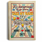 Personalized It's Dangerous to Go Alone So Take My Hand - Romantic Gift for Game Lover Couple Framed Canvas Prints - Unframed Poster, White, 0.75'' Framed Canvas