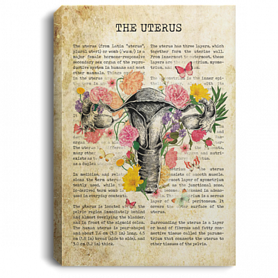 Uterus Gallery Wrapped Framed Canvas Prints-Unframed Poster-Female Reproductive System Home Decor Wall Art, White, 0.75'' Framed Canvas