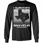 I Survived Snovid-21 Texas Strong Hoodie, Black, Long Sleeve